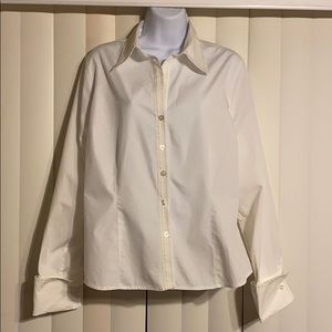 i.e. White Button-Up Blouse w/Cuff Sleeves  -14